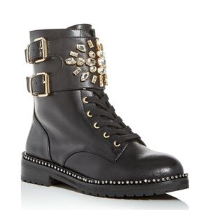 Kurt Geiger Black Embellished Combat Boots